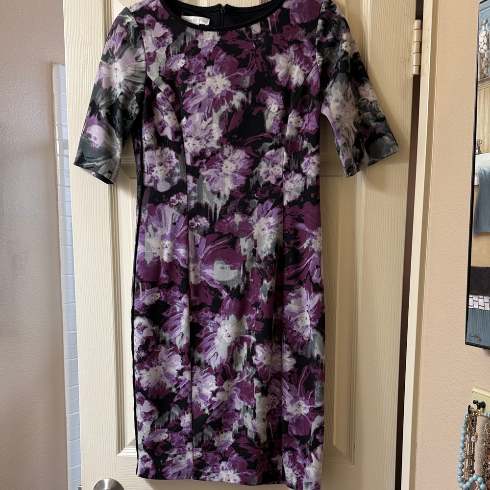 London Times Purple and Black Floral Dress